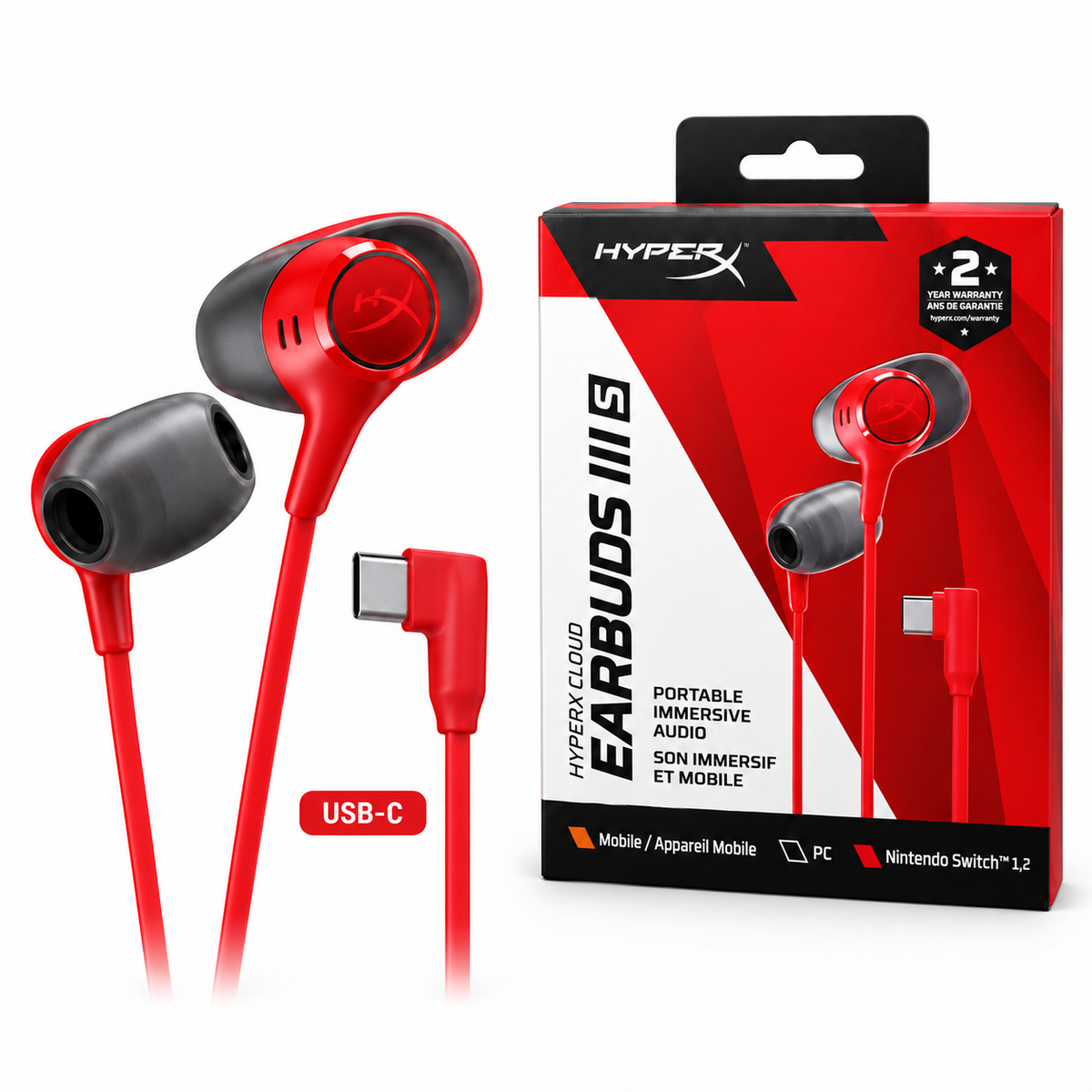 HyperX Cloud Earbuds III S USB-C Gaming Earbuds – Red | Brand New Sealed