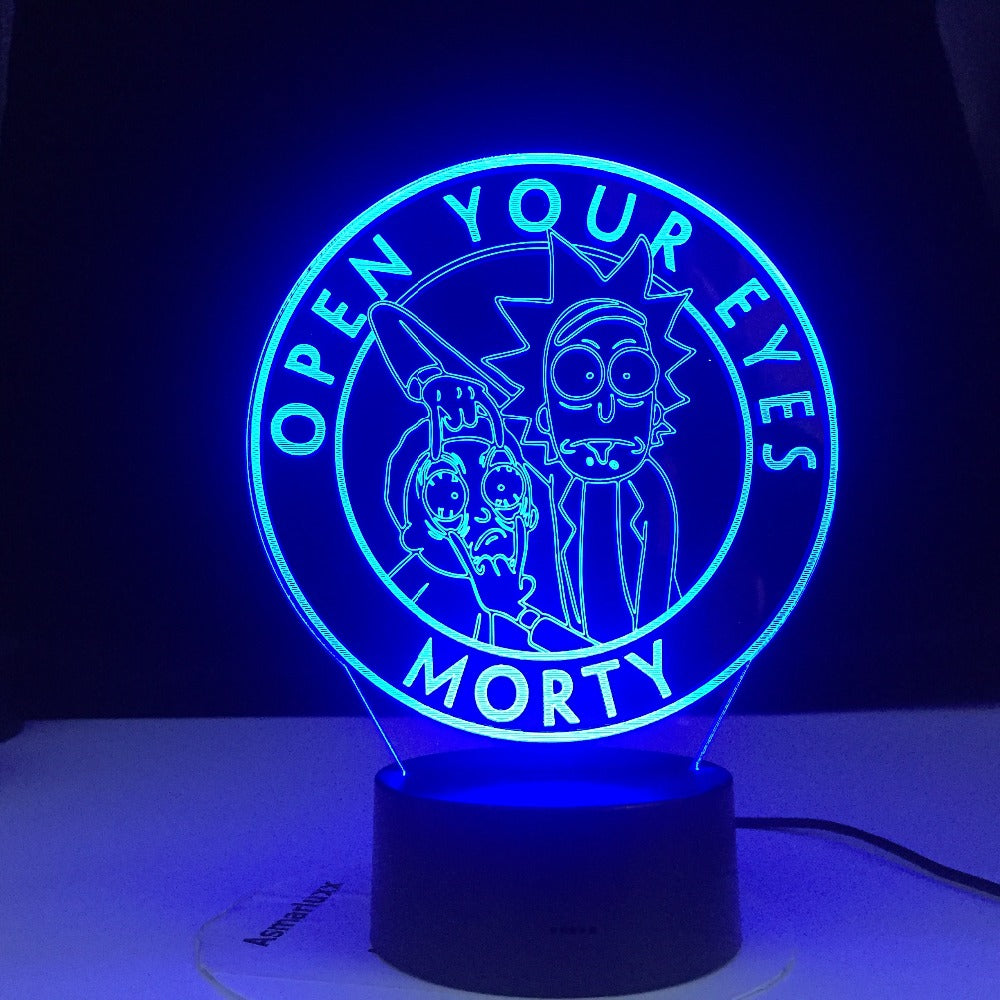 Open your eyes - Rick and Morty Original 3D Cartoon Night Light Lamp LED