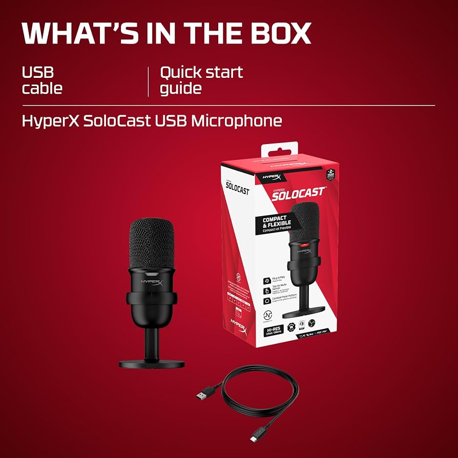 HyperX SoloCast Mic - USB Condenser Microphone – Gaming & Streaming | Brand New Sealed