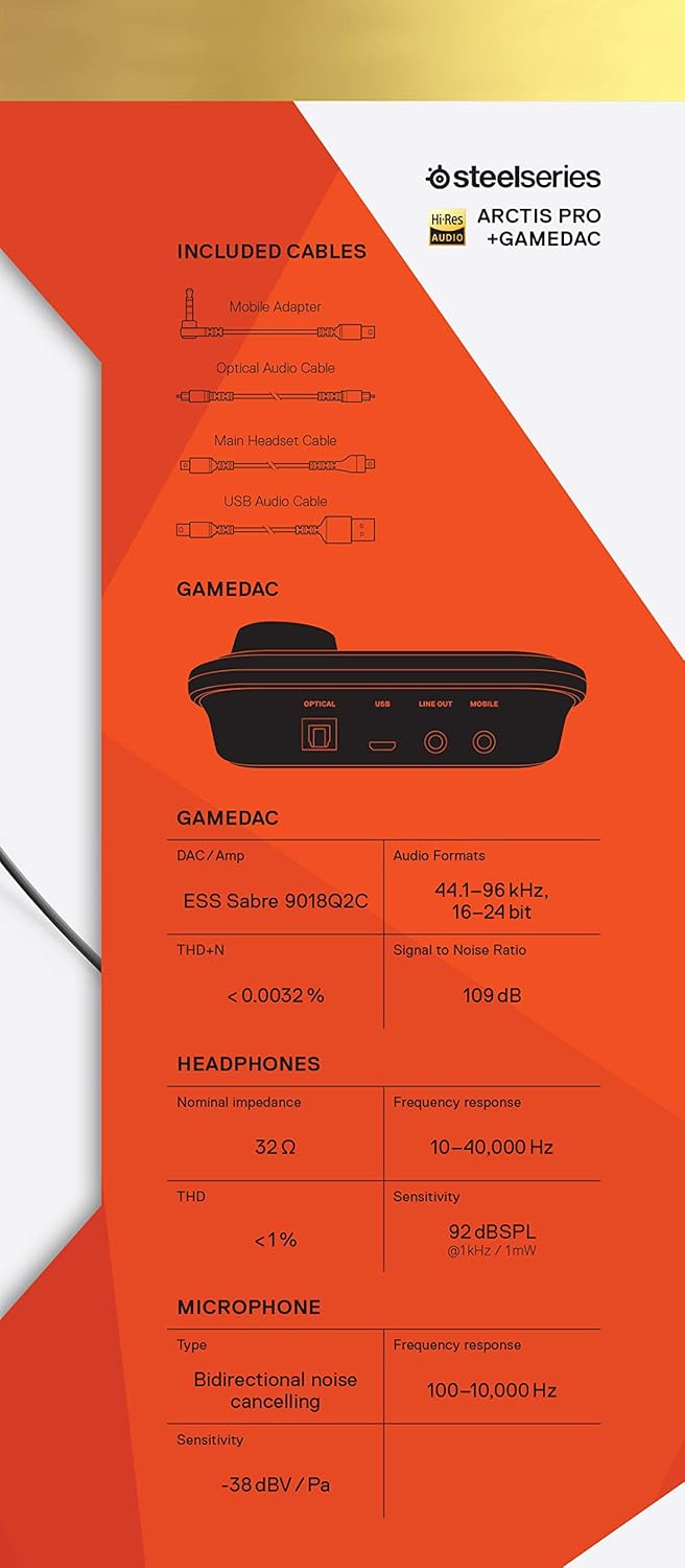 SteelSeries Arctis Pro Wired Gaming headset + GameDAC - White