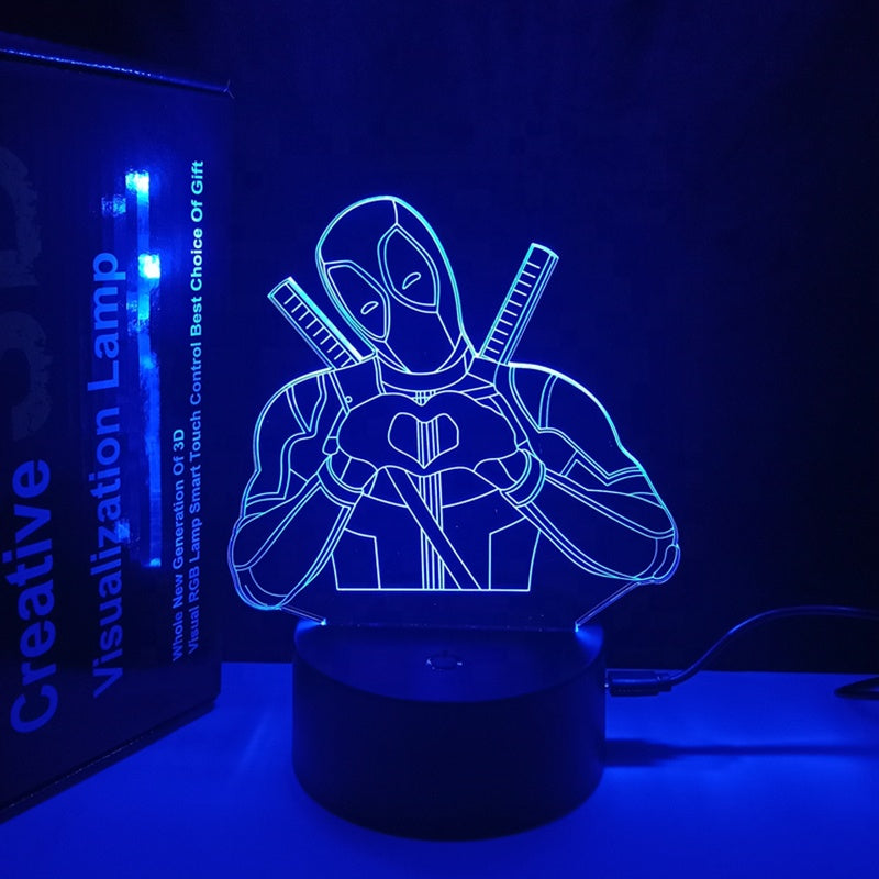 DeadPool - Spiderman Original 3D Anime Night Light Lamp LED