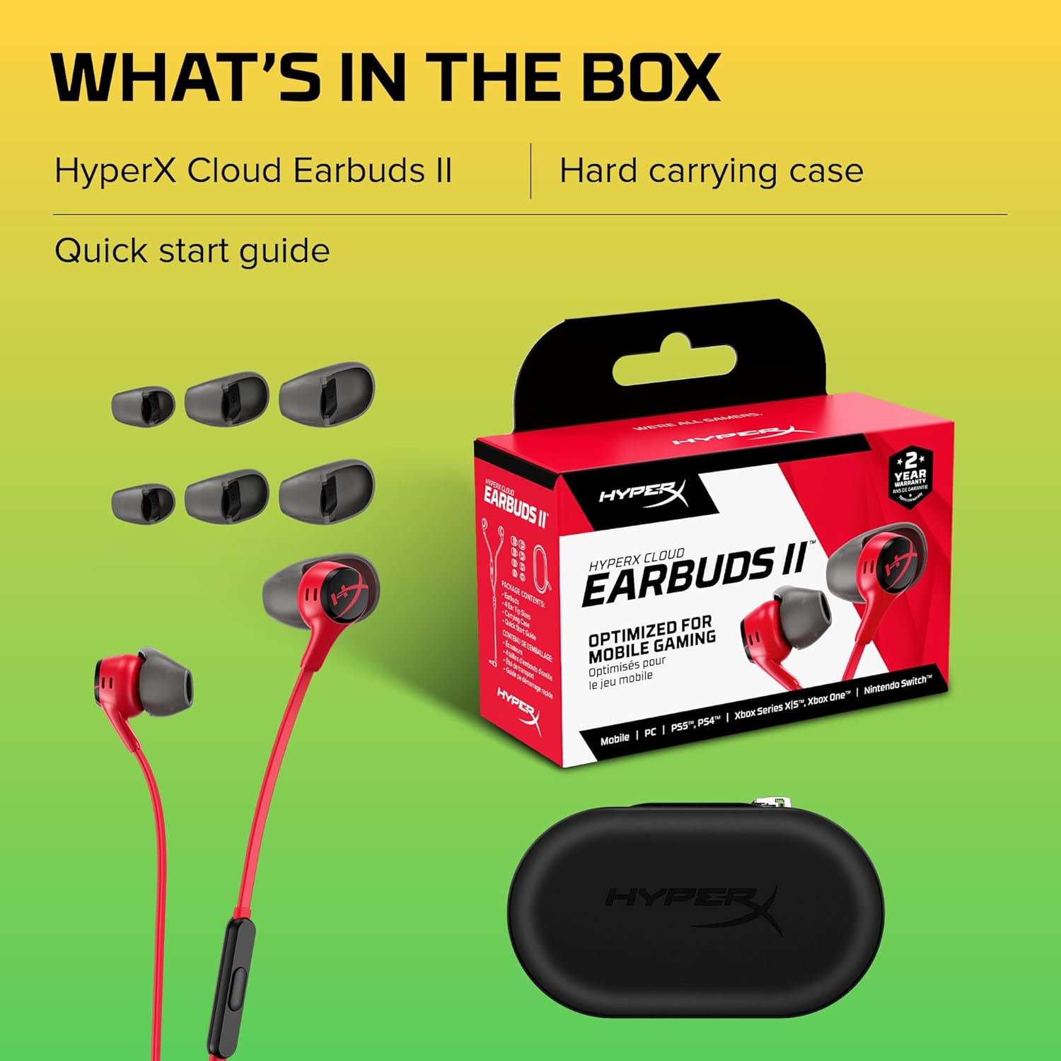 HyperX Cloud Earbuds II Gaming Earbuds - Red