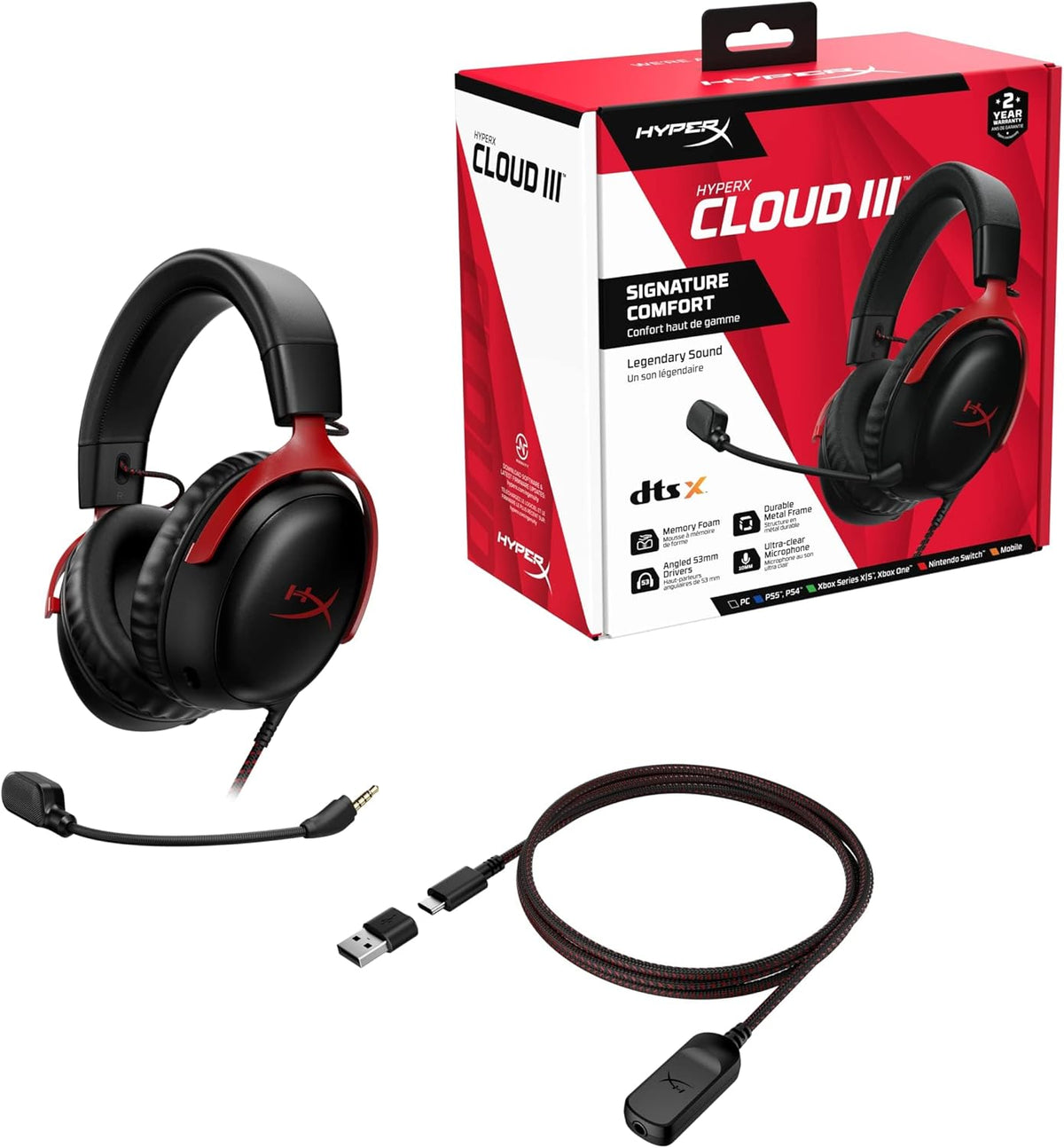 HyperX Cloud III Wired Gaming Headset- Black (Open Box)