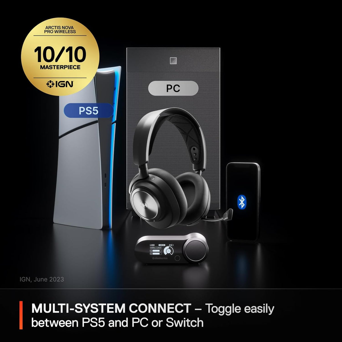 SteelSeries Arctis Nova Pro Wireless Gaming Headset for PC/PS - Black