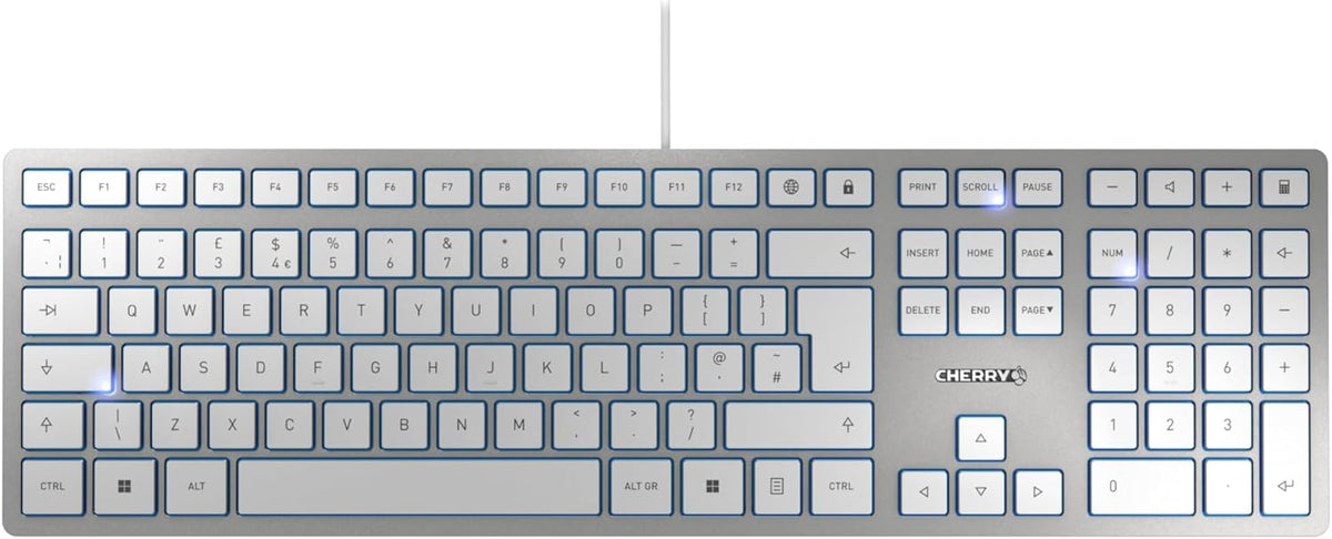 CHERRY KC 6000 SLIM Wired USB Keyboard (Silver/White)