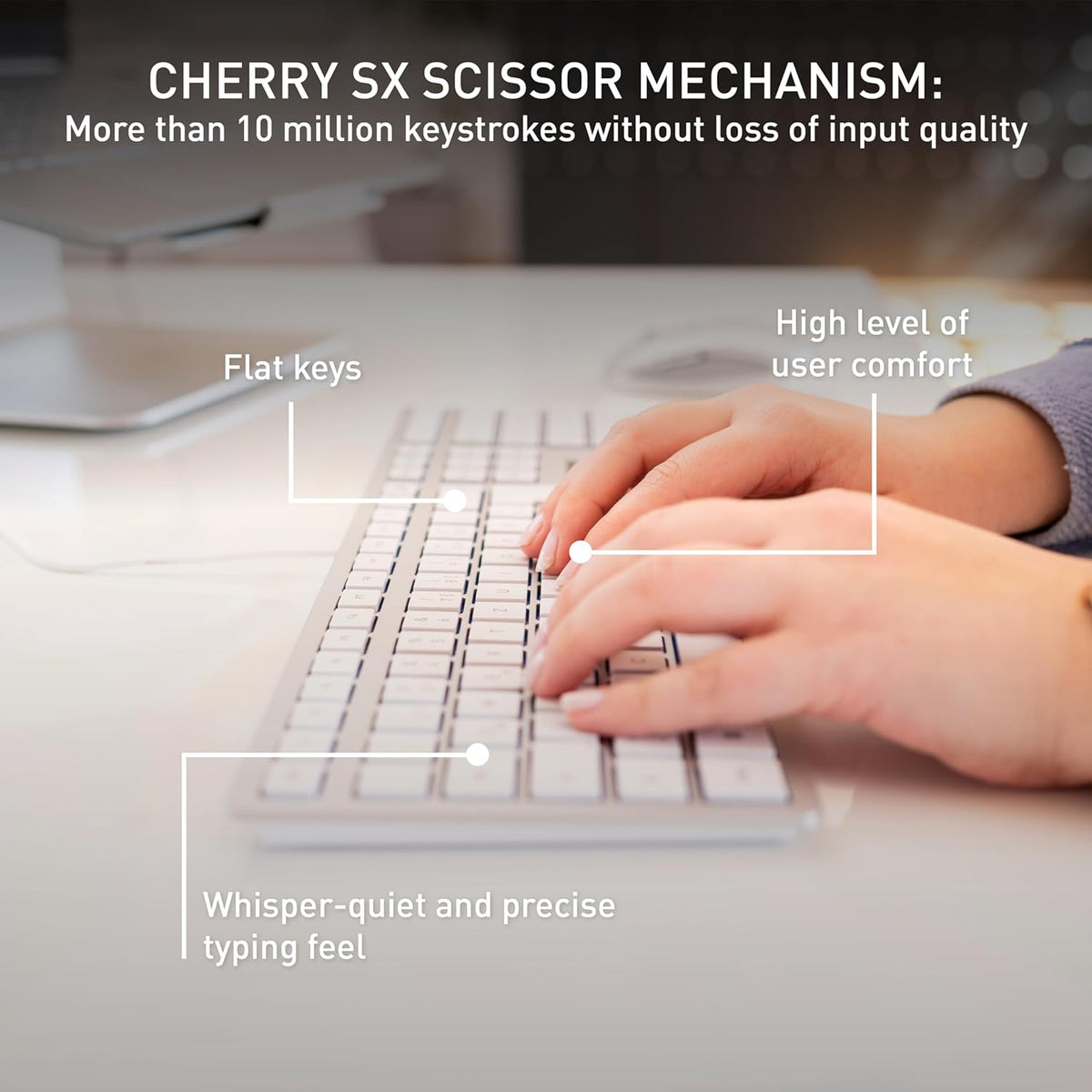 CHERRY KC 6000 SLIM Wired USB Keyboard (Silver/White)