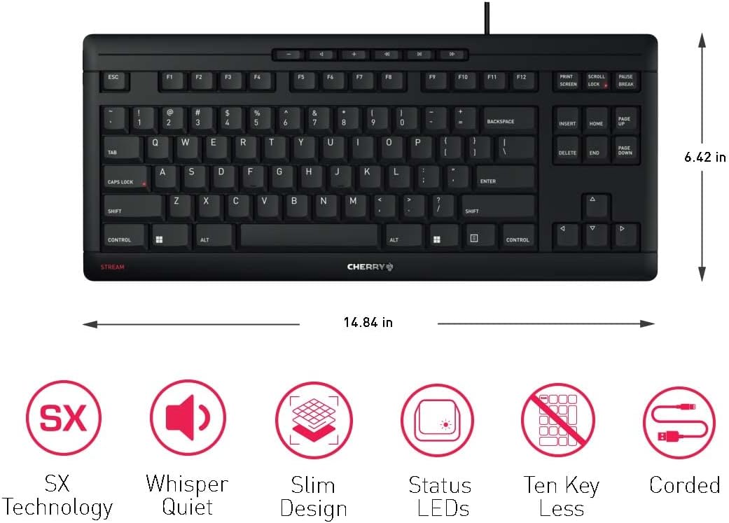 CHERRY Stream Keyboard TKL Wired USB Keyboard