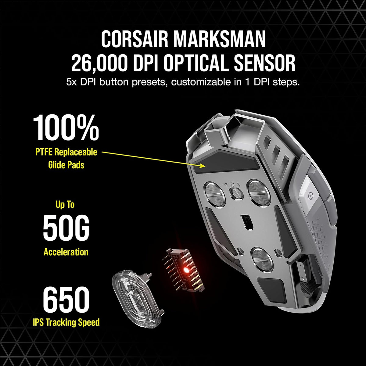 CORSAIR M65 RGB Elite White Gaming Mouse