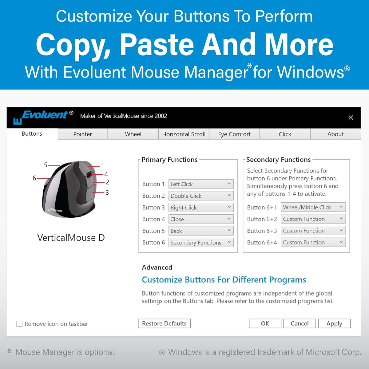 Evoluent Wireless Vertical Mouse (SA:94080)