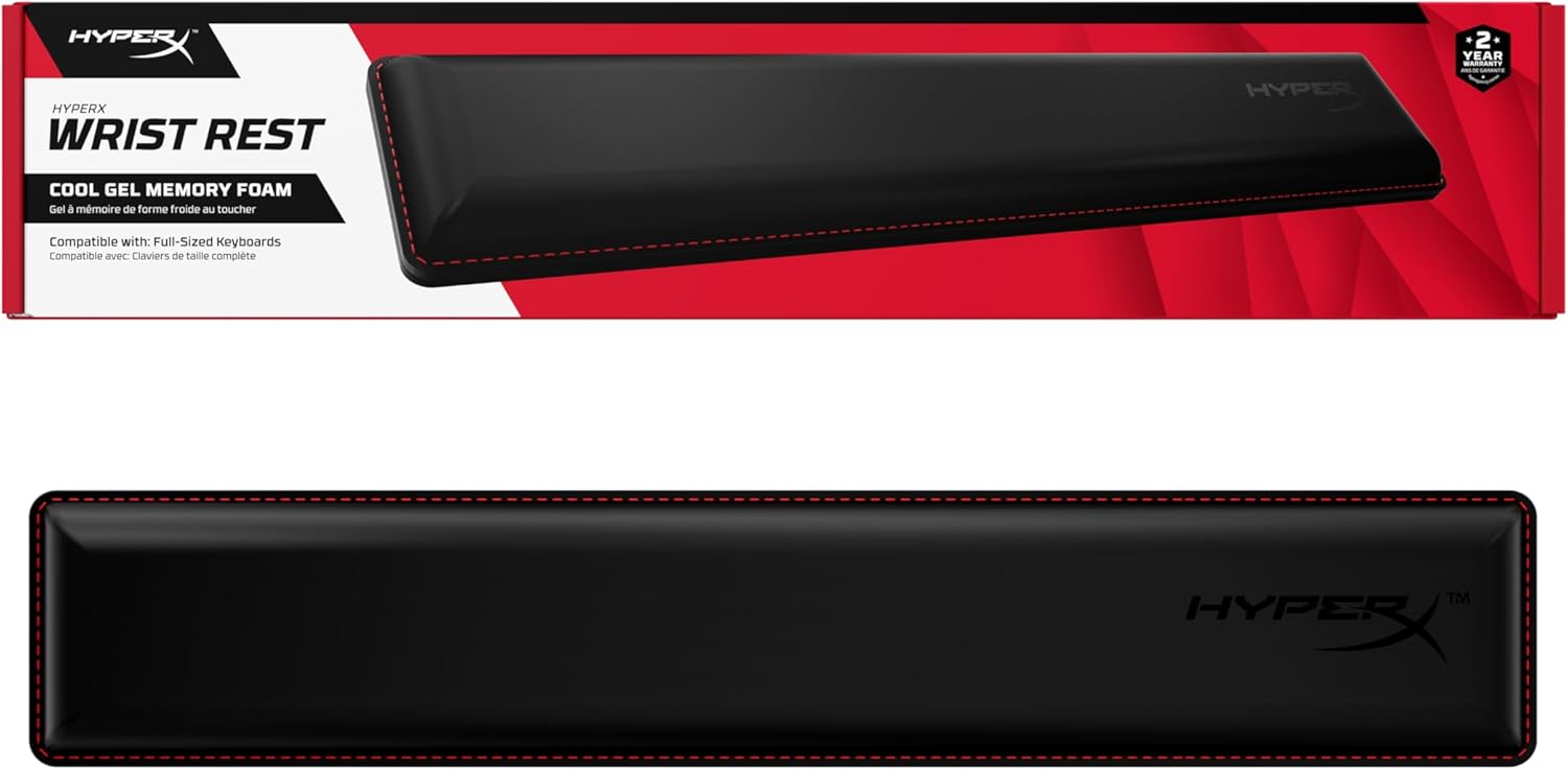 HyperX Wrist Rest for Full Size Keyboard - Cooling Gel Memory Foam comfort