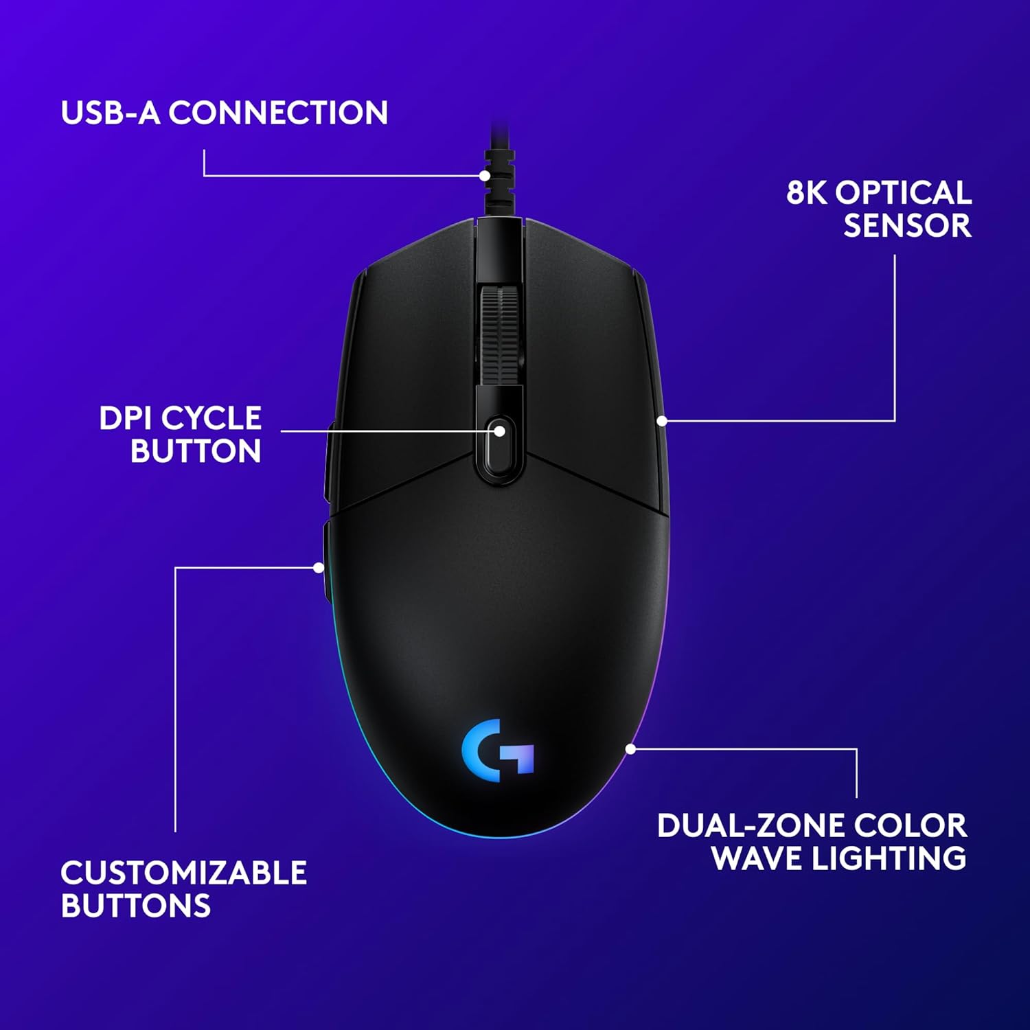 Logitech G203 Gaming Mouse - Black