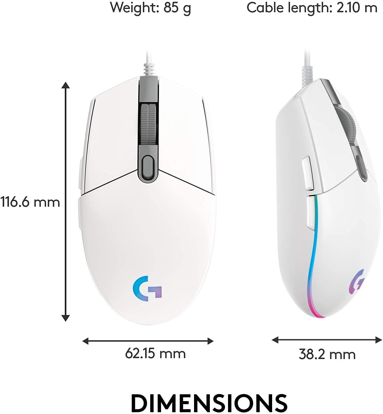Logitech G203 Gaming Mouse - White