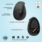 Logitech Lift Left Wireless Vertical Ergonomic Mouse