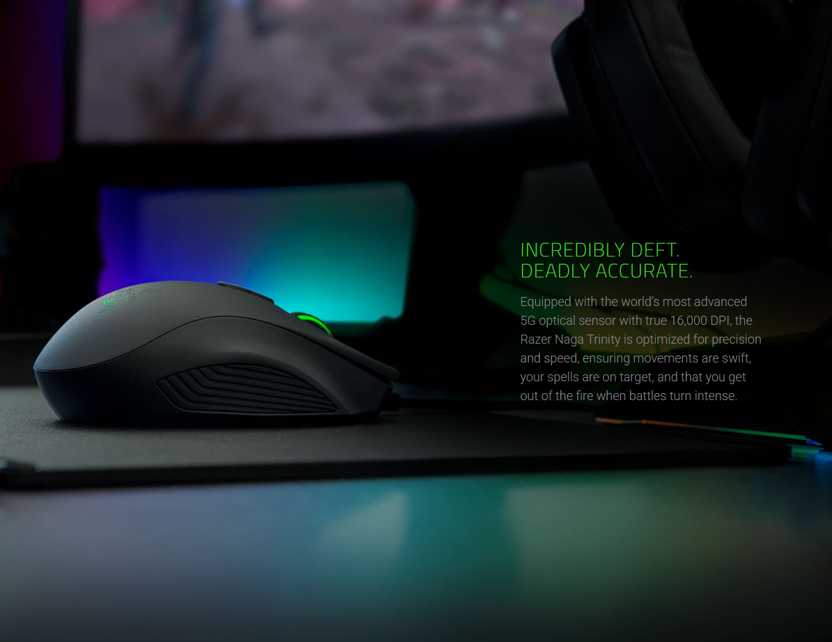 Razer Naga Trinity Wired Gaming Mouse for MOBA &amp; MMO