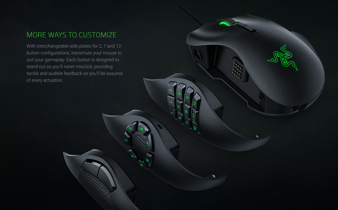 Razer Naga Trinity Wired Gaming Mouse for MOBA &amp; MMO