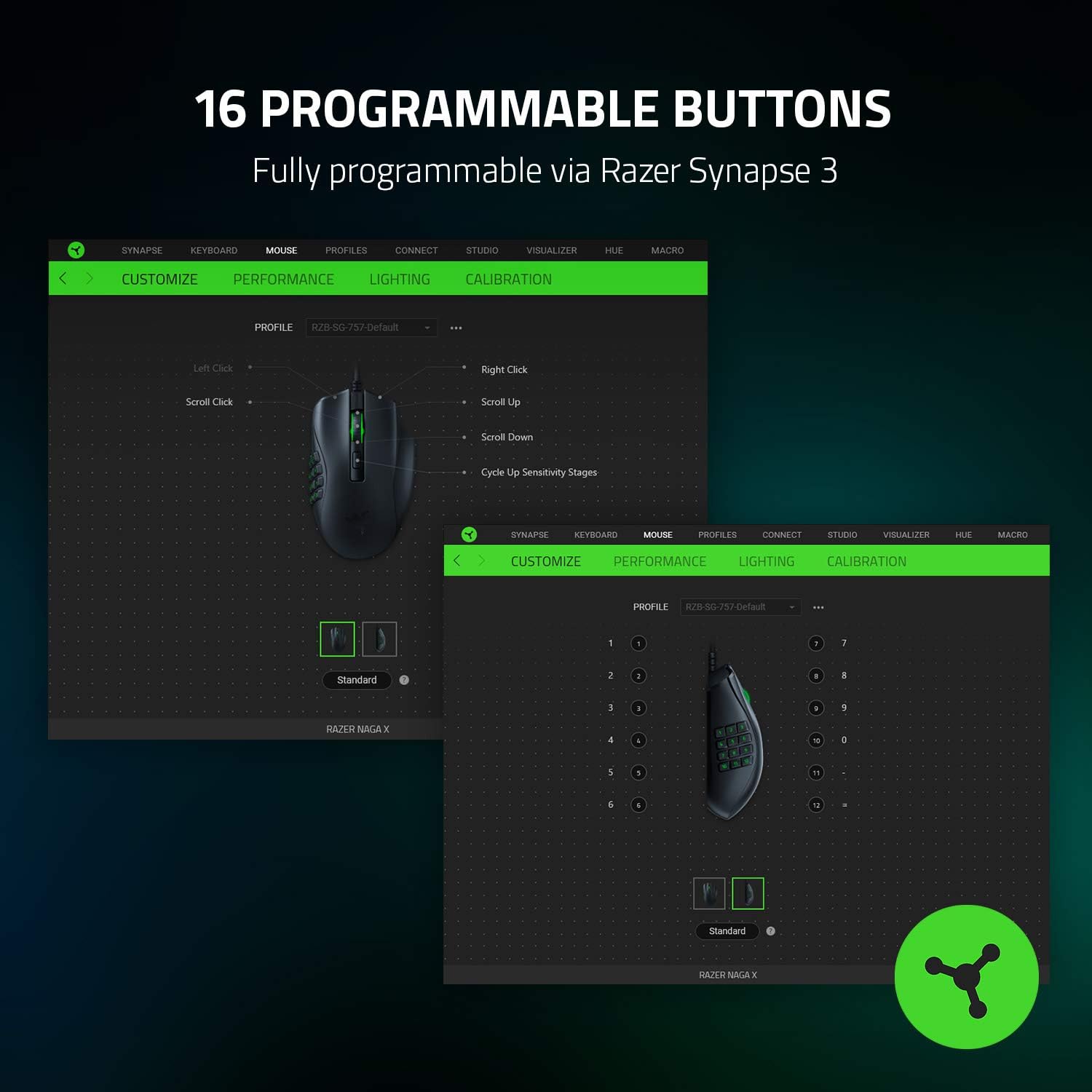 Razer Naga X Lightweight MMO Gaming Mouse with 16 Programmable Buttons