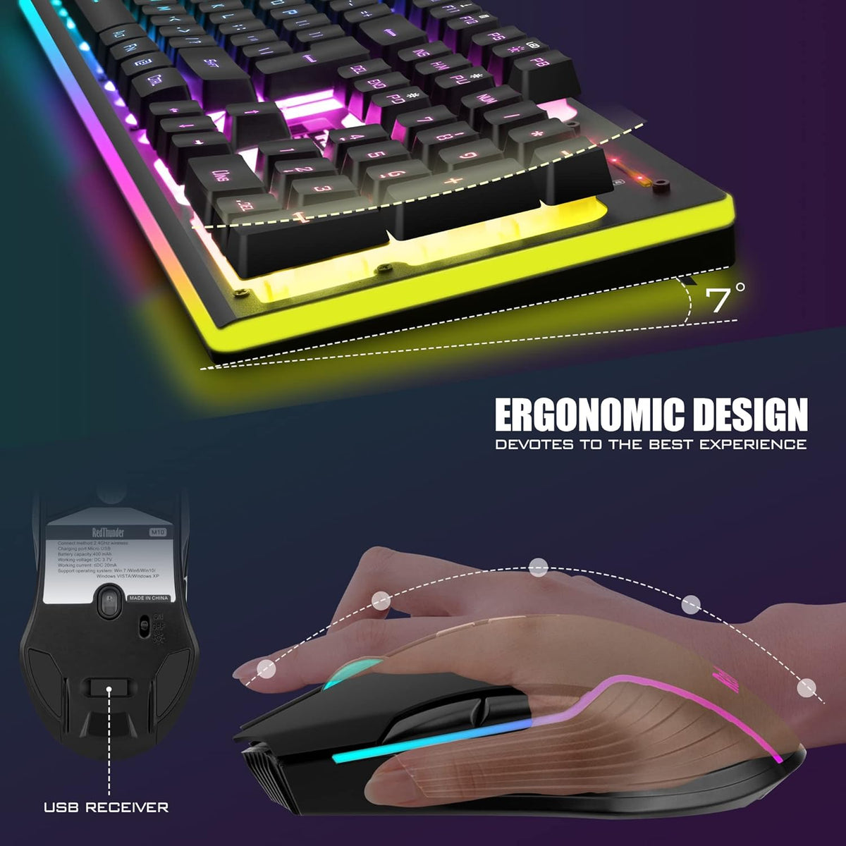 RedThunder K10 Gaming Keyboard and Mouse Combo