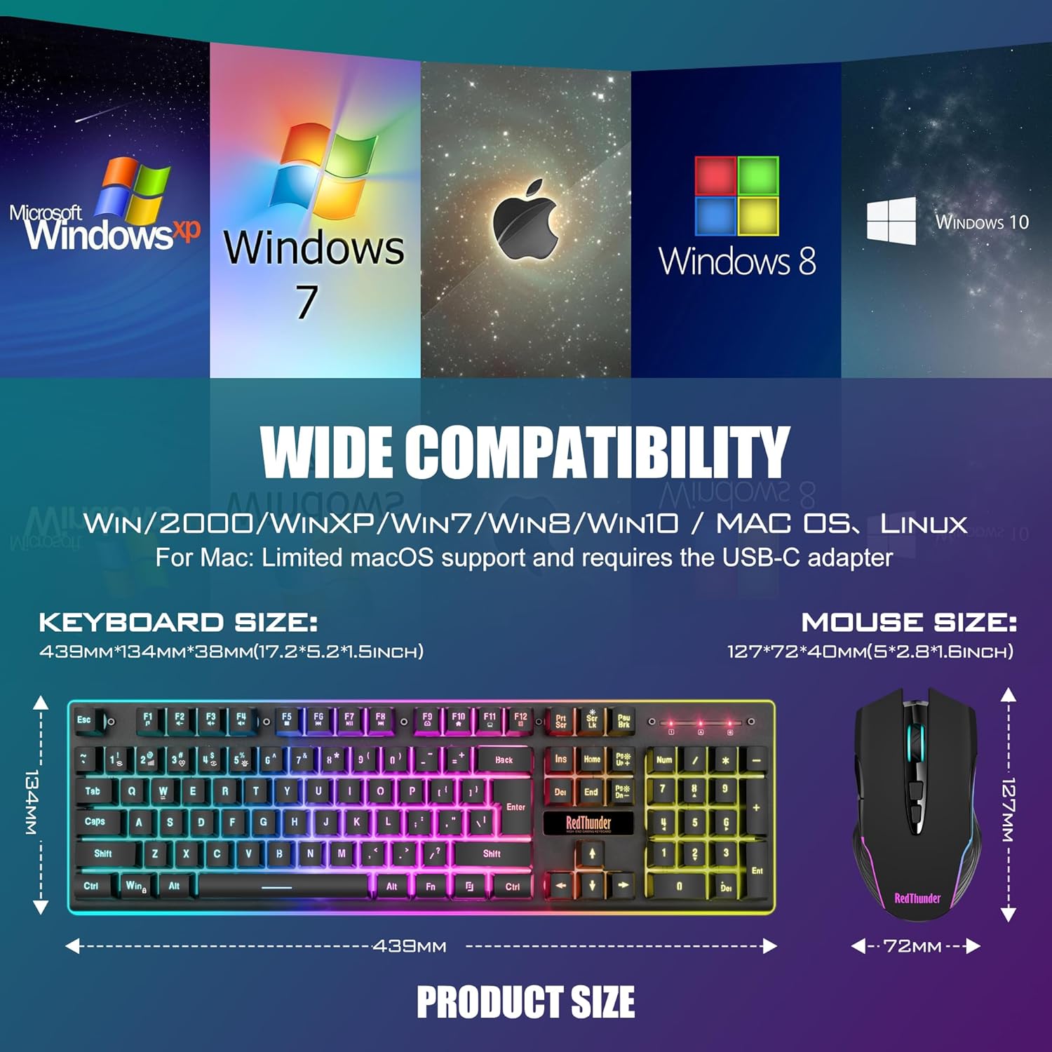 RedThunder K10 Gaming Keyboard and Mouse Combo
