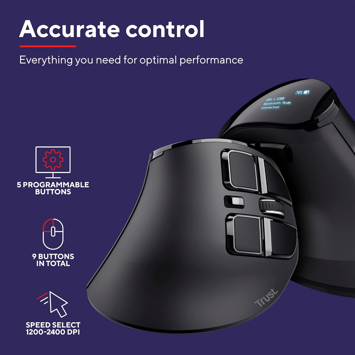 Trust Ergonomic VOXX Wireless Vertical Mouse