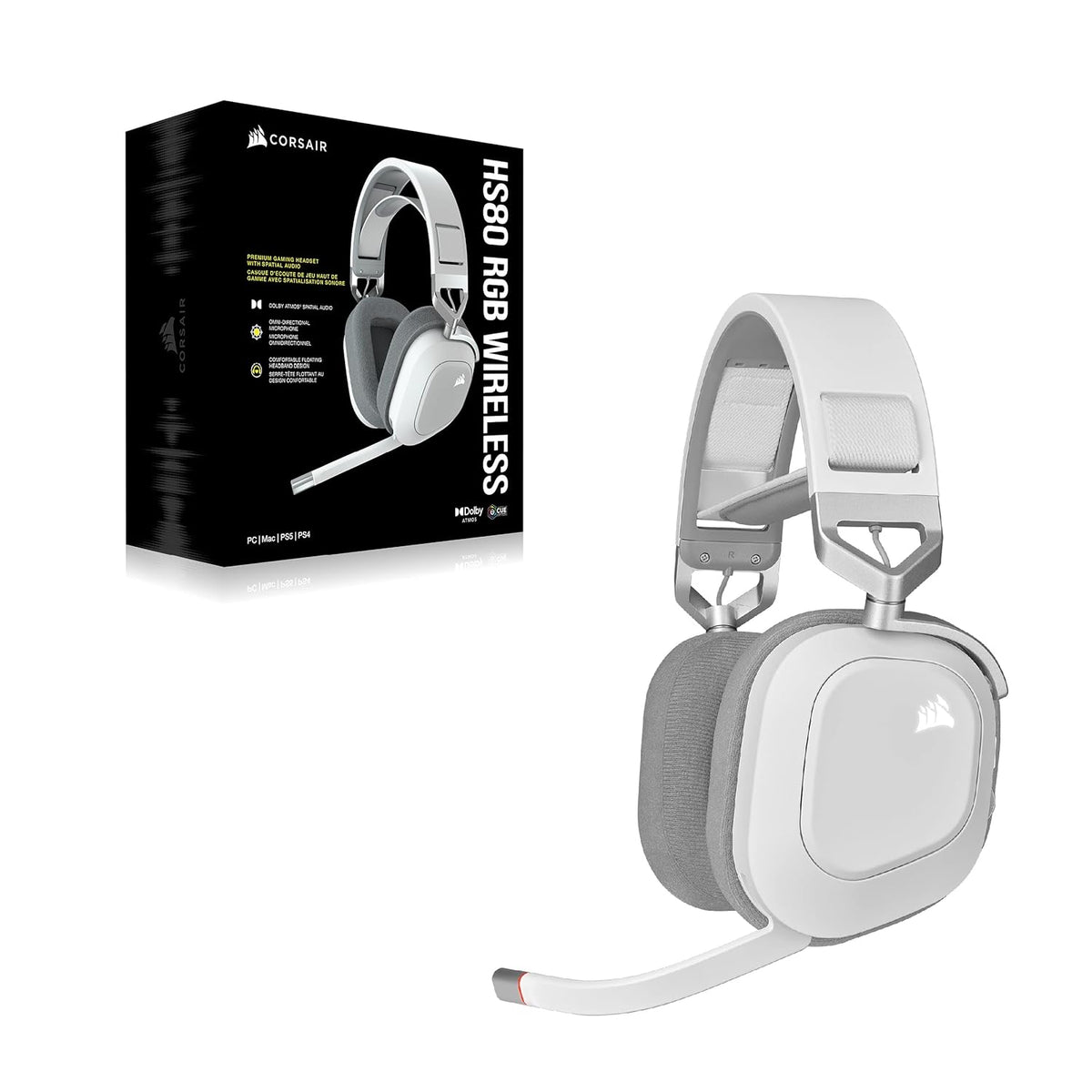 Corsair HS80 RGB Wireless Gaming Headset- White