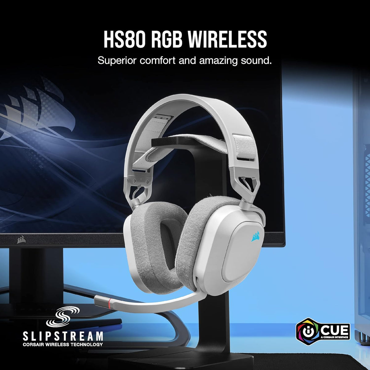 Corsair HS80 RGB Wireless Gaming Headset- White
