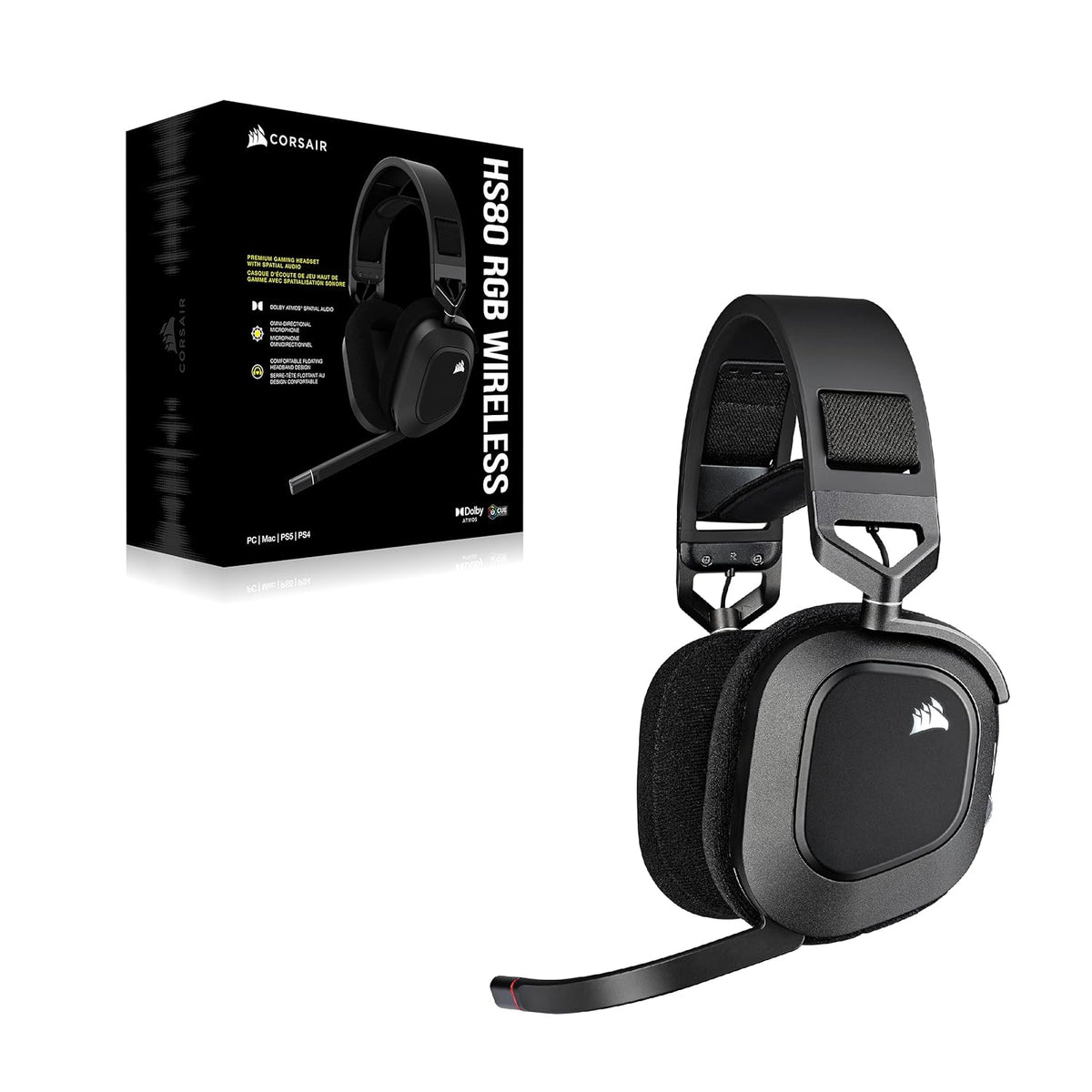 Corsair HS80 RGB Wireless Gaming Headset- Black