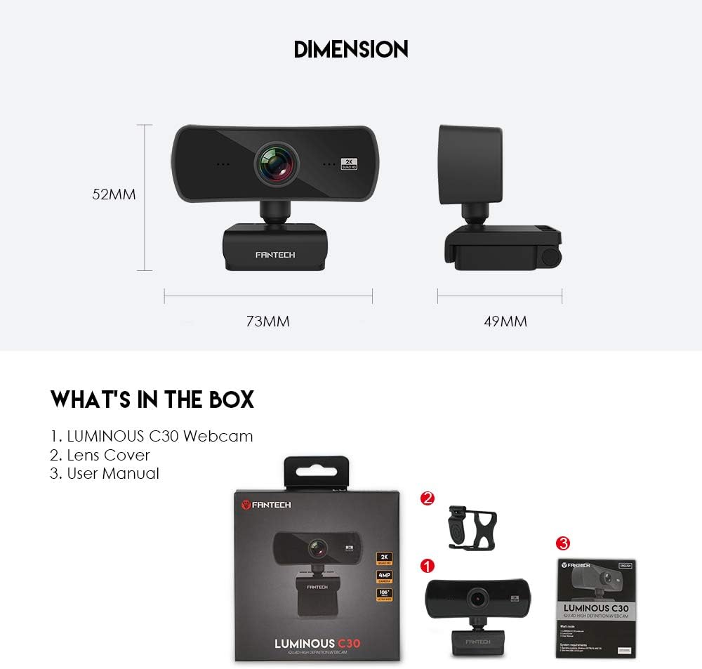Fantech C30 Streaming Webcam LUMINOUS 2K Quad HD