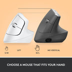 Logitech Lift Wireless Vertical Ergonomic Mouse - White