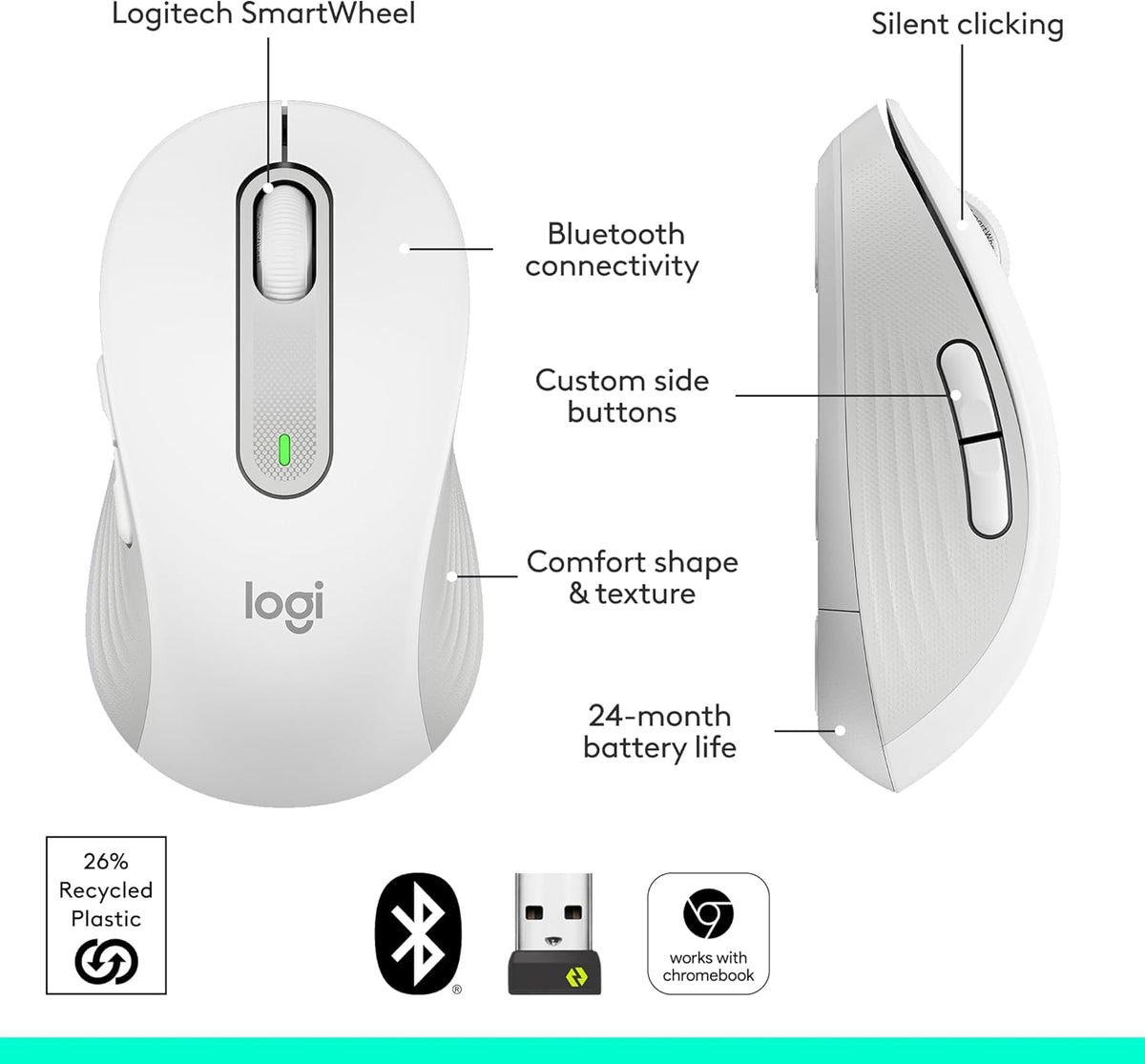 Logitech Signature M650 Wireless Mouse - White