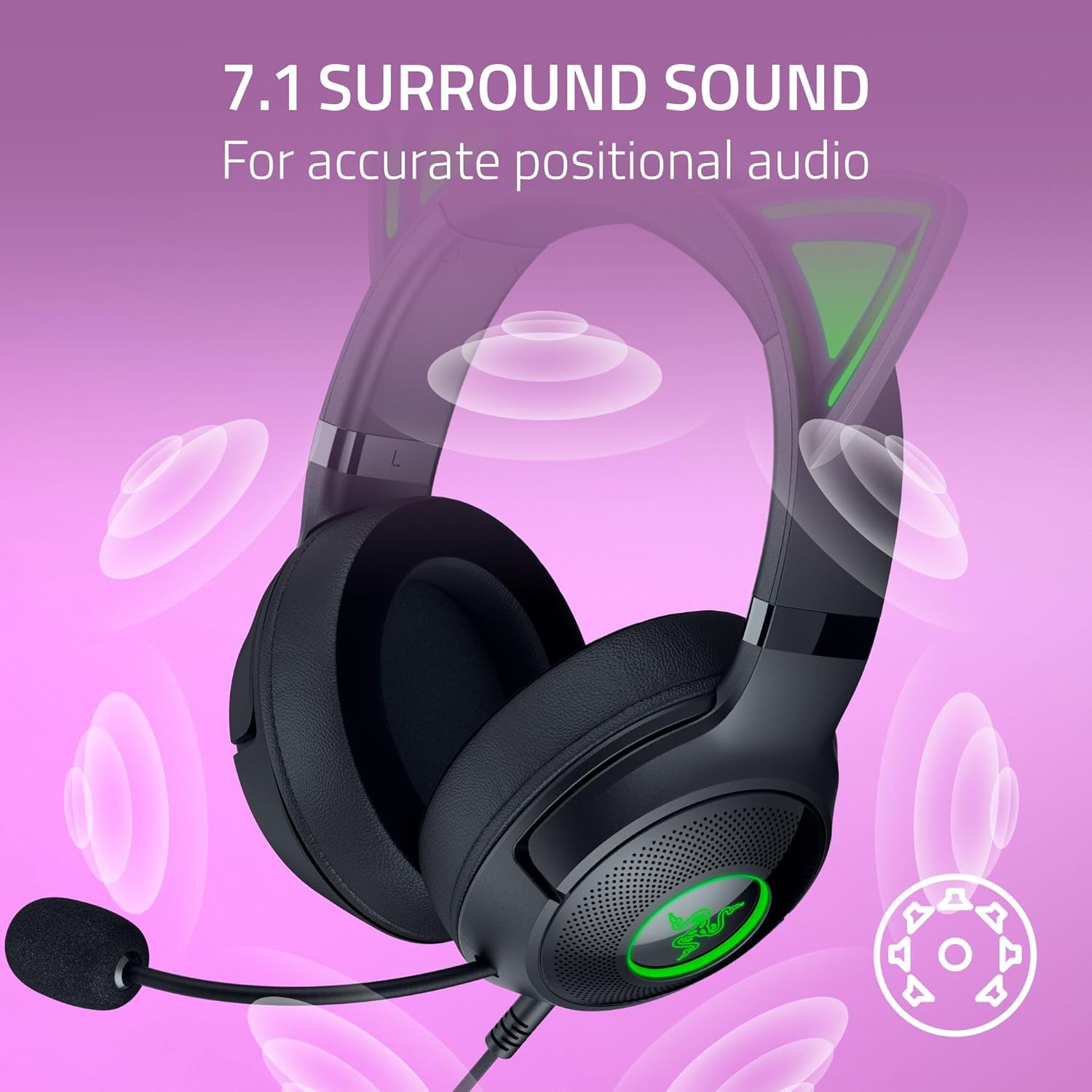 Razer Kraken Kitty Edition Wired Gaming Headset- Black