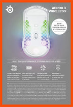 SteelSeries Aerox 3 Wireless Gaming Mouse- White