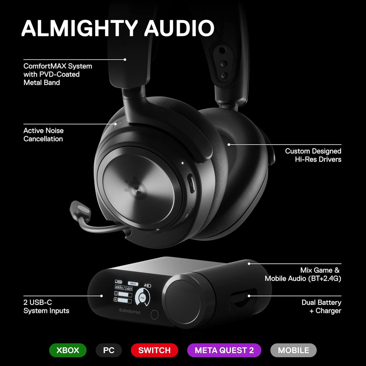 SteelSeries Arctis Nova Pro Wireless Gaming Headset for Xbox - Black