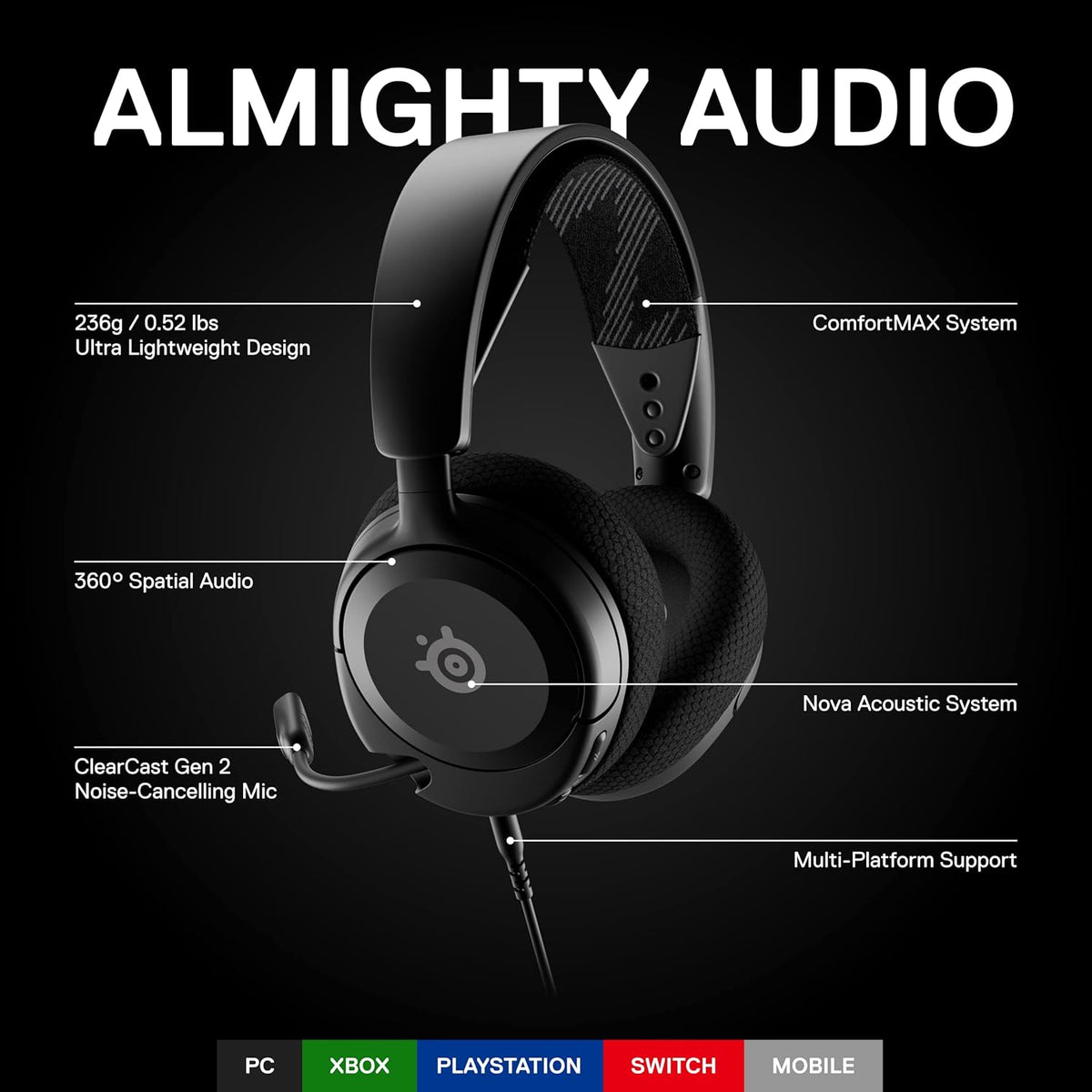 SteelSeries Arctis Nova 1 Wired Gaming Headset - Black