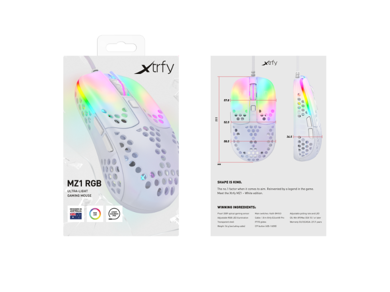 Xtrfy MZ1 RGB Wired Gaming Mouse- White