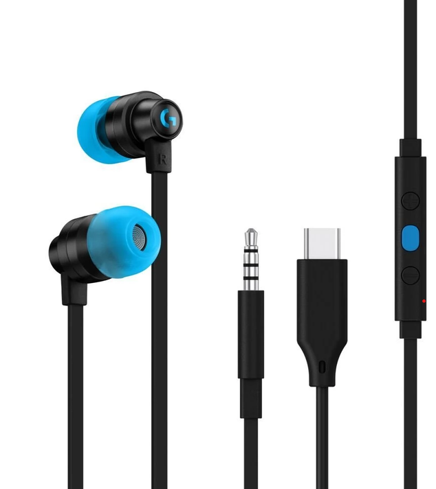 Logitech G333 In-Ear Gaming Earphones with Dual Drivers - Black
