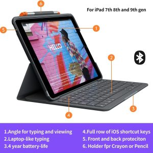Logitech Slim Folio Keyboard Case for iPad (7th & 8th Generation) - Image 5