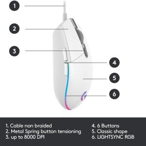 Logitech G203 Gaming Mouse - White - Image 5