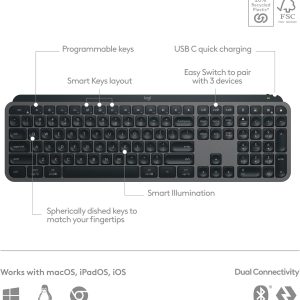 Logitech MX Keys Wireless Full-Size Keyboard - Image 3